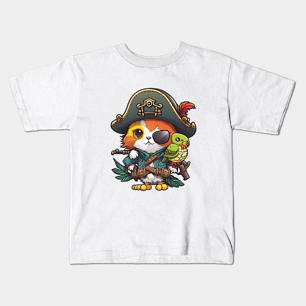 Pirate Cat Kids T-Shirt by Creatiboom